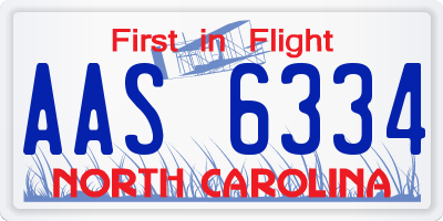 NC license plate AAS6334