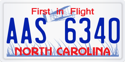 NC license plate AAS6340