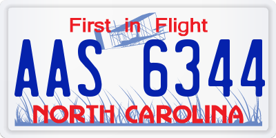 NC license plate AAS6344