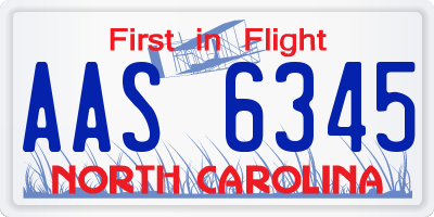 NC license plate AAS6345