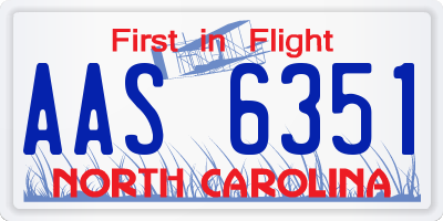 NC license plate AAS6351