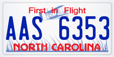 NC license plate AAS6353