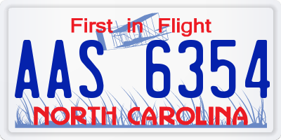 NC license plate AAS6354