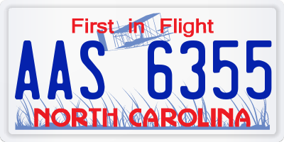 NC license plate AAS6355