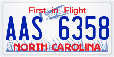 NC license plate AAS6358