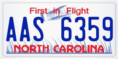 NC license plate AAS6359
