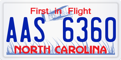 NC license plate AAS6360