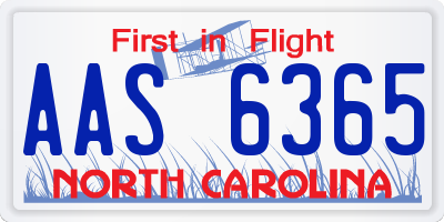 NC license plate AAS6365
