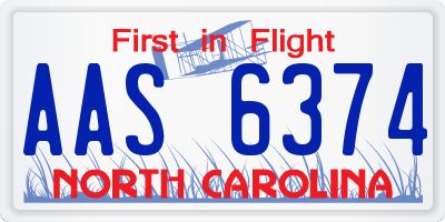 NC license plate AAS6374