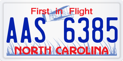 NC license plate AAS6385