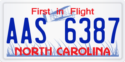NC license plate AAS6387
