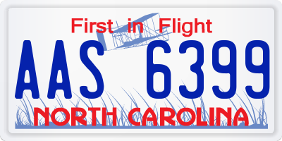 NC license plate AAS6399