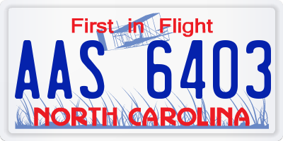 NC license plate AAS6403