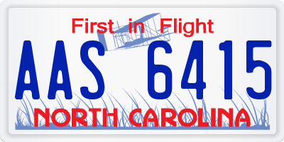 NC license plate AAS6415