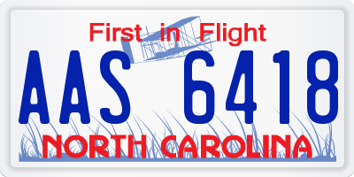 NC license plate AAS6418