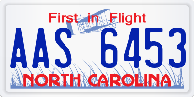 NC license plate AAS6453