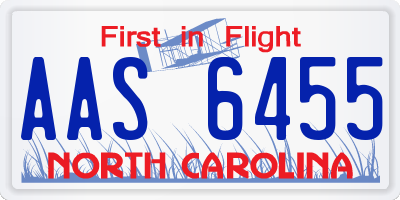 NC license plate AAS6455