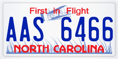 NC license plate AAS6466