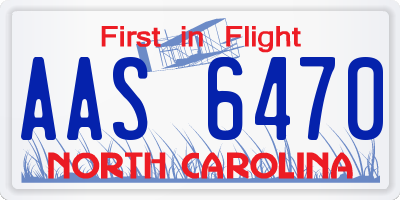 NC license plate AAS6470