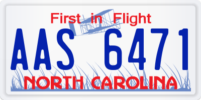 NC license plate AAS6471