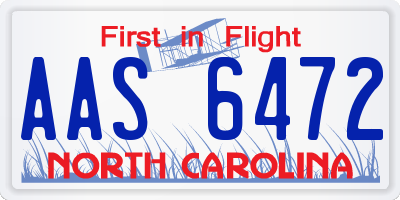 NC license plate AAS6472