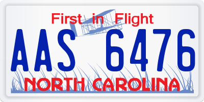 NC license plate AAS6476