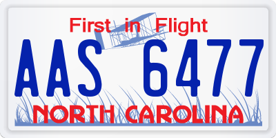 NC license plate AAS6477