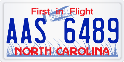 NC license plate AAS6489