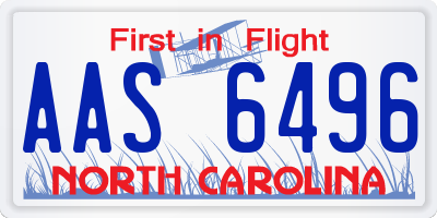 NC license plate AAS6496
