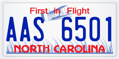 NC license plate AAS6501