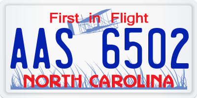 NC license plate AAS6502