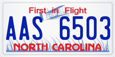 NC license plate AAS6503