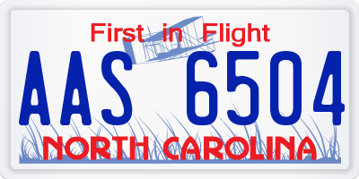 NC license plate AAS6504