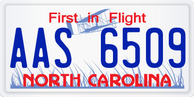NC license plate AAS6509