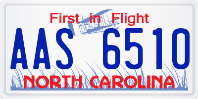 NC license plate AAS6510