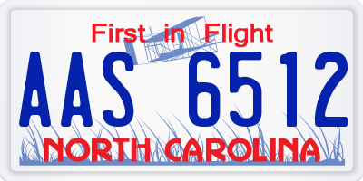 NC license plate AAS6512