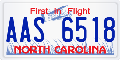 NC license plate AAS6518