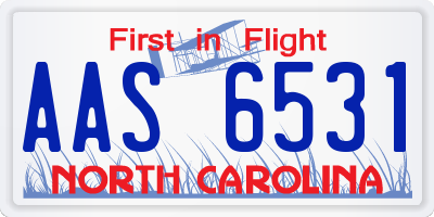 NC license plate AAS6531