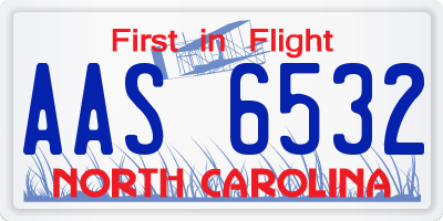 NC license plate AAS6532