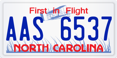 NC license plate AAS6537