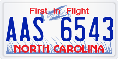 NC license plate AAS6543