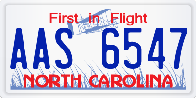 NC license plate AAS6547