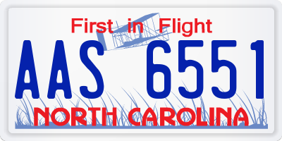 NC license plate AAS6551