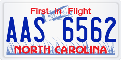 NC license plate AAS6562