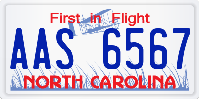 NC license plate AAS6567