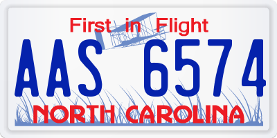 NC license plate AAS6574