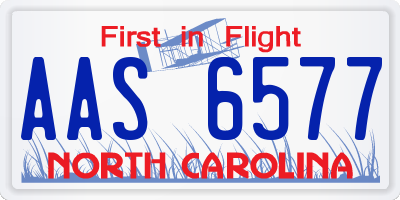 NC license plate AAS6577