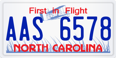 NC license plate AAS6578