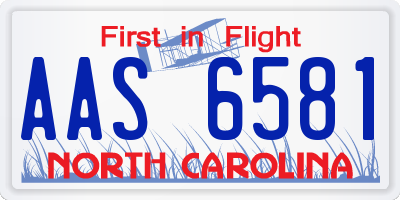 NC license plate AAS6581