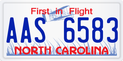 NC license plate AAS6583
